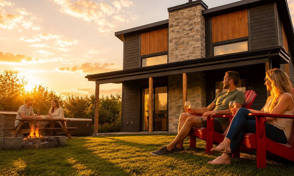 Cheneville House | Modern Riverfront Spa firepit 8 min Lac Simon