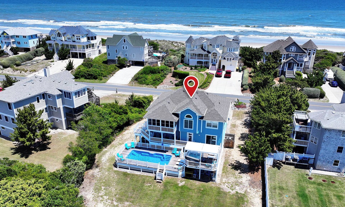 Whalehead Beach House | Semi-Oceanfront, Private Pool, H Tub, Pool Table, WL864, Porch Coffee Paradise