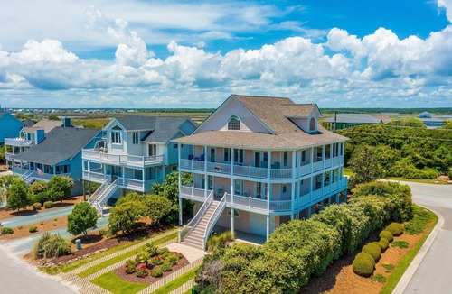 Village of Stump Sound House | 2nd-row ocean-view home with elevator, cmty pool & tennis