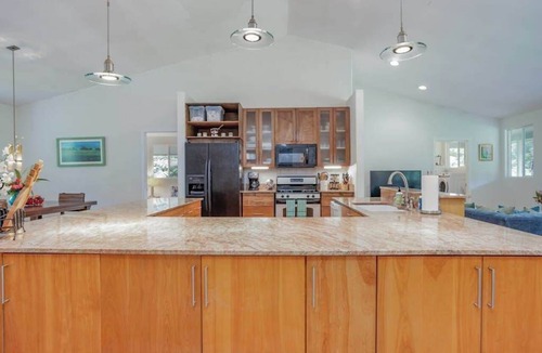 Volcano House | Bright Volcano Home with Fireplace & Open Kitchen