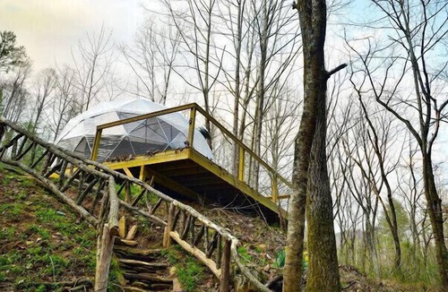 Deep Gap RV Rental | Glamping Geodesic Dome Tent - Trout Stream, Fire Pit & Privacy +