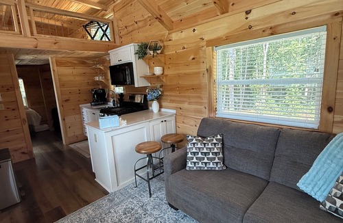 Mills River Cottage | Modern 2BR tiny house, fully furnished, pavilion, firepit.