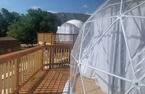 Canon City RV Rental | Modern Glamping Dome with Sunny Deck and Scenic Mountain Views - Free Coffee!