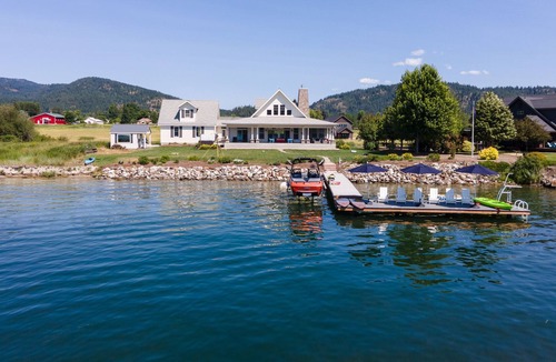 Laclede House | Riverfront custom home with private dock, hot tub, firepit, game room, grill, AC