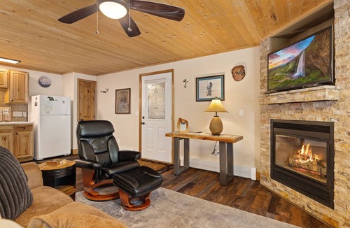 Fall River Estates Condo | Riverfront Fall River Retreat Fireplace Close to RMNP