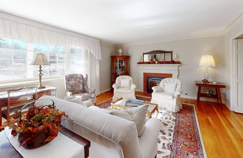 Skyway House | Spacious estate with fenced yard, private pond, outdoor fireplace, & home gym