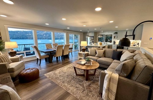 Sudden Valley House | TWENTY STEPS to the SANDY BEACH! Stunning Lake Whatcom WATERFRONT Home