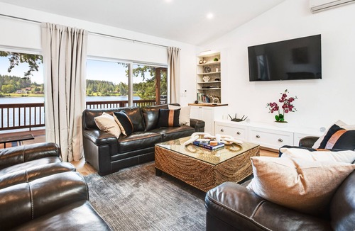 Agate House | Waterfront home with hot tub, dock, private beach access, & 2 kayaks