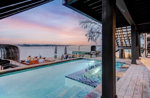 Walden on Lake Conroe House | Windswept · Lakefront Sunsets - Pool & Spa at Happy Place