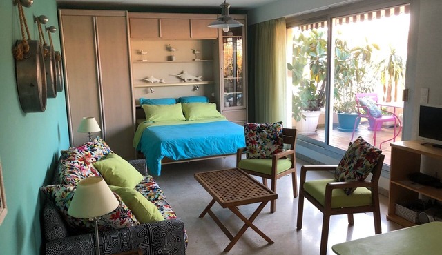 A 35-sq.m studio with a terrace, a 30-sq.m garden on the top floor: calm and bri in Nice