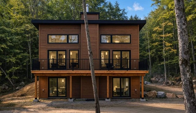 Forest Design Chalet | Stone Fireplace | Sleeps 7 in Saint-Alphonse-Rodriguez
