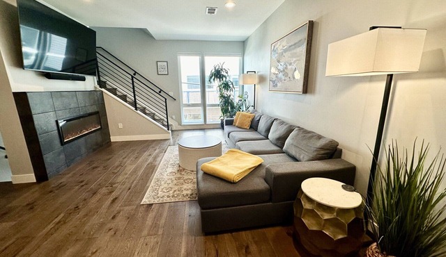 Modern 2-Bedroom - Walk to Broncos w/Hot Tub, Patio, & Fireplace!