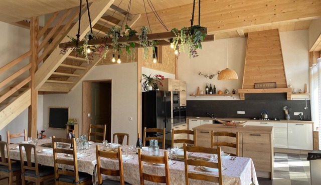 Rustic cottage with shared pool and pets allowed, sleeps 15 in Blomard