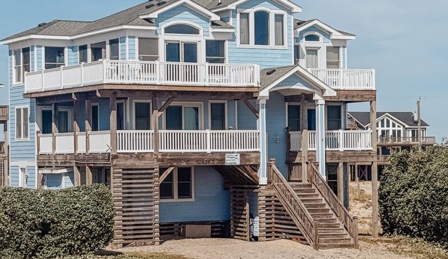 Seaside | 6BR Semi-Oceanfront Carova Beach 4x4 OBX | Pool & Ht Tb | Sleeps 14