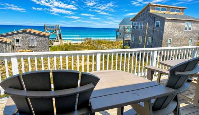 Semi-oceanfront family-friendly vacation home with hot tub! Steps to beach!