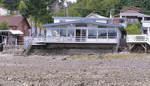 Water front, private beach, steps from down town Hoodsport with lots of parking.